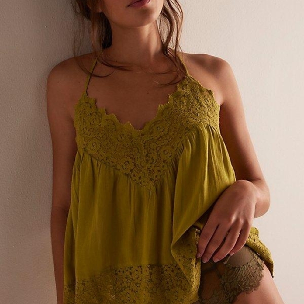 Free People Olive Lace Camisole